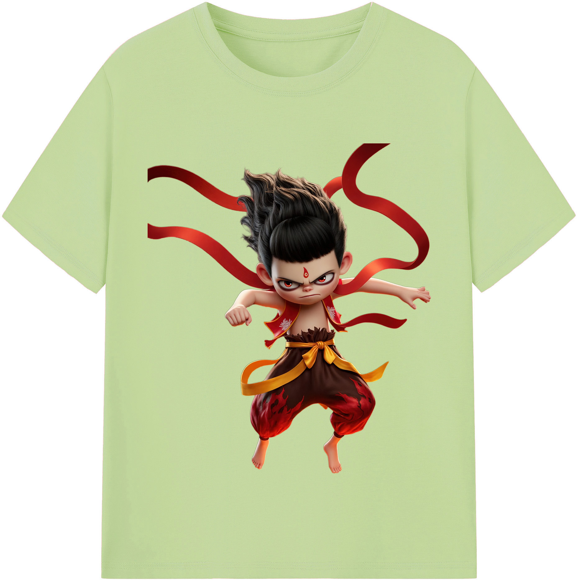 （画像用） Ne Zha 2 ナタ 魔童の大暴れ 綿100％半袖Tシャツ（フロントプリント）